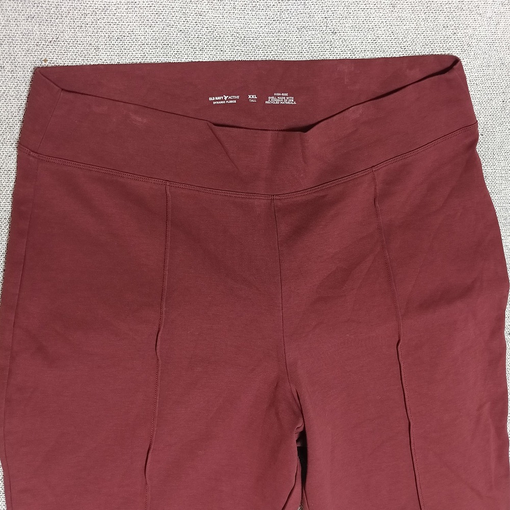 Old Navy Dynamic Fleece Flare Pants Womens XXL Tall Burgundy Excellent Pintuck - Picture 3 of 5